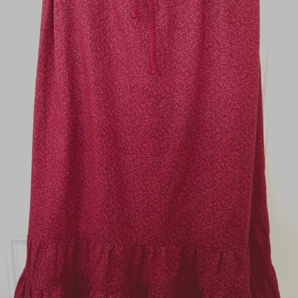 Dark Red Printed Elastic Drawstring Waist Skirt W… - image 3